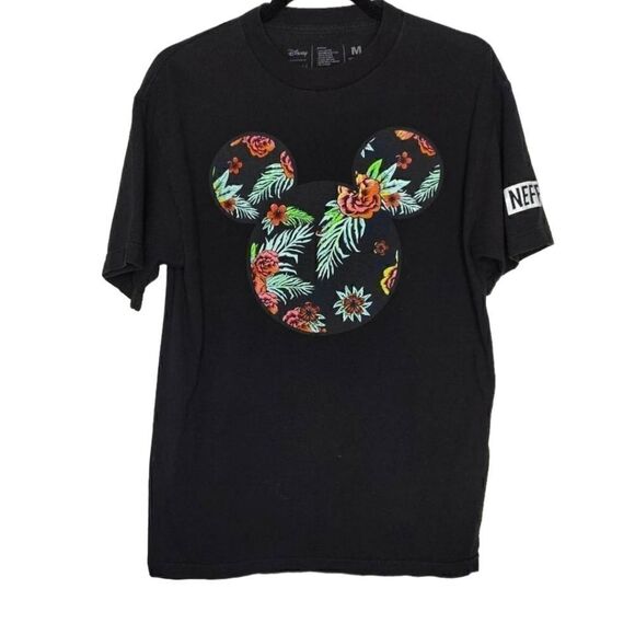 Neff x Disney Mickey Face Tropical Graphic Black Tee - Picture 1 of 10